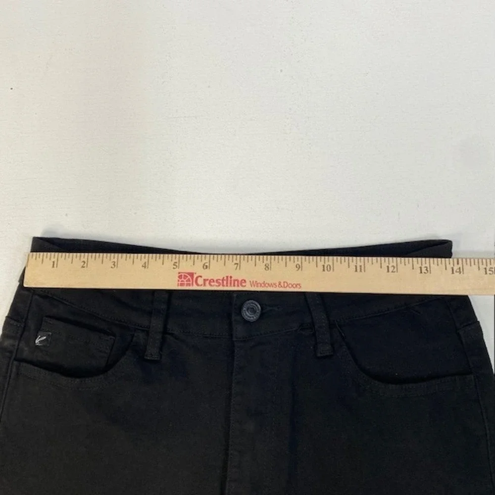 KanCan Womens Size 9/28 Black Denim Frayed Hem High Rise Shorts - Picture 3 of 8